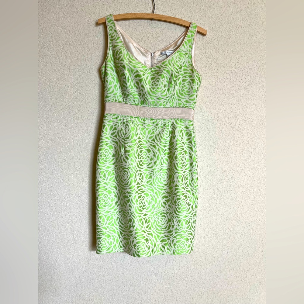 Maggy London Green Cream Rose print dress!
